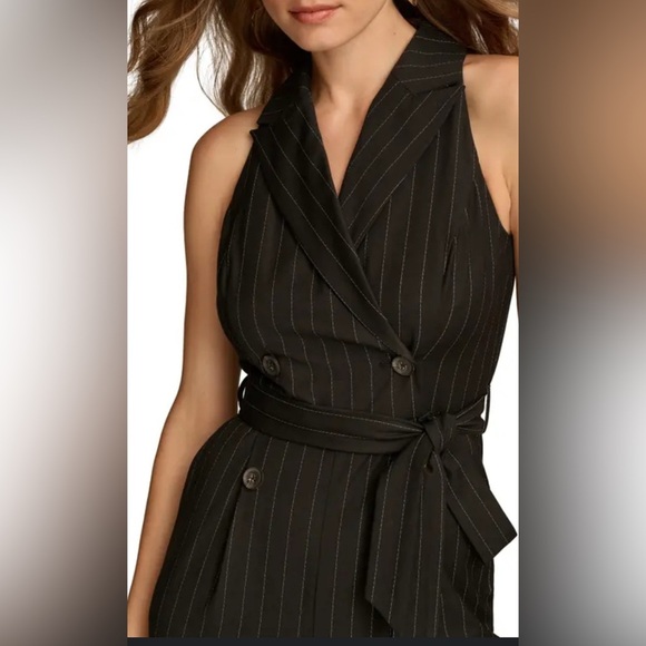 Donna Karan Black Halter Jumpsuit with Palazzo Legs - Picture 4 of 7